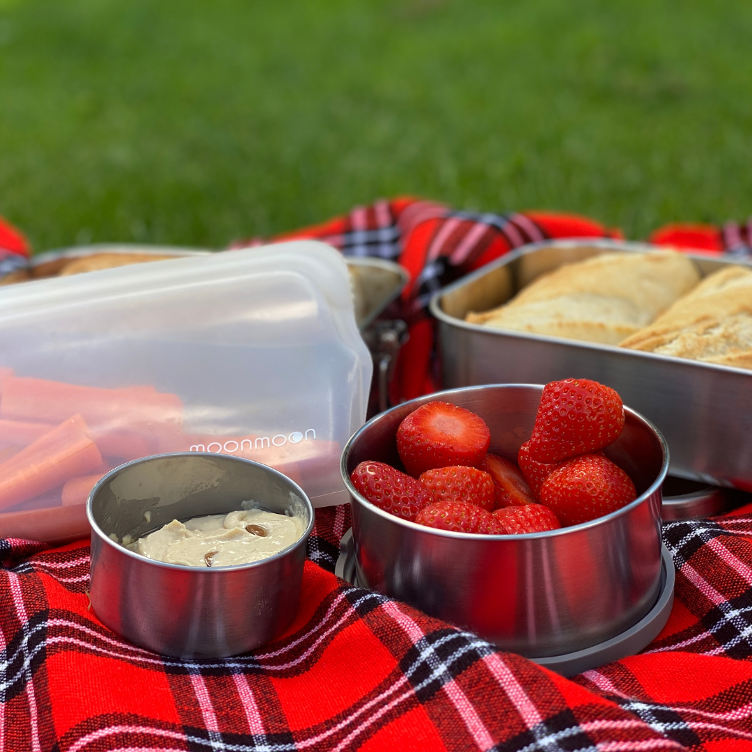 picnic tips, moonmoon reusable food storage, picnics tips, food storage, picnic storage, picnic essentials, snack pot, metal snack pot, sauce pot