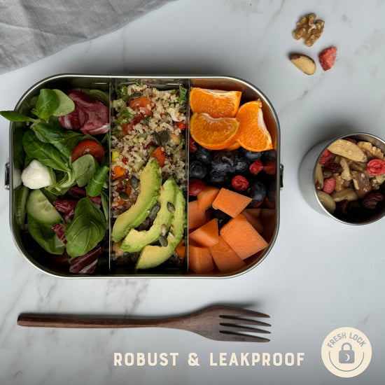 stainless steel bento box, metal lunchbox uk, non plastic food containers, plastic free tupperware, moonmoon lunchbox, metal bento box